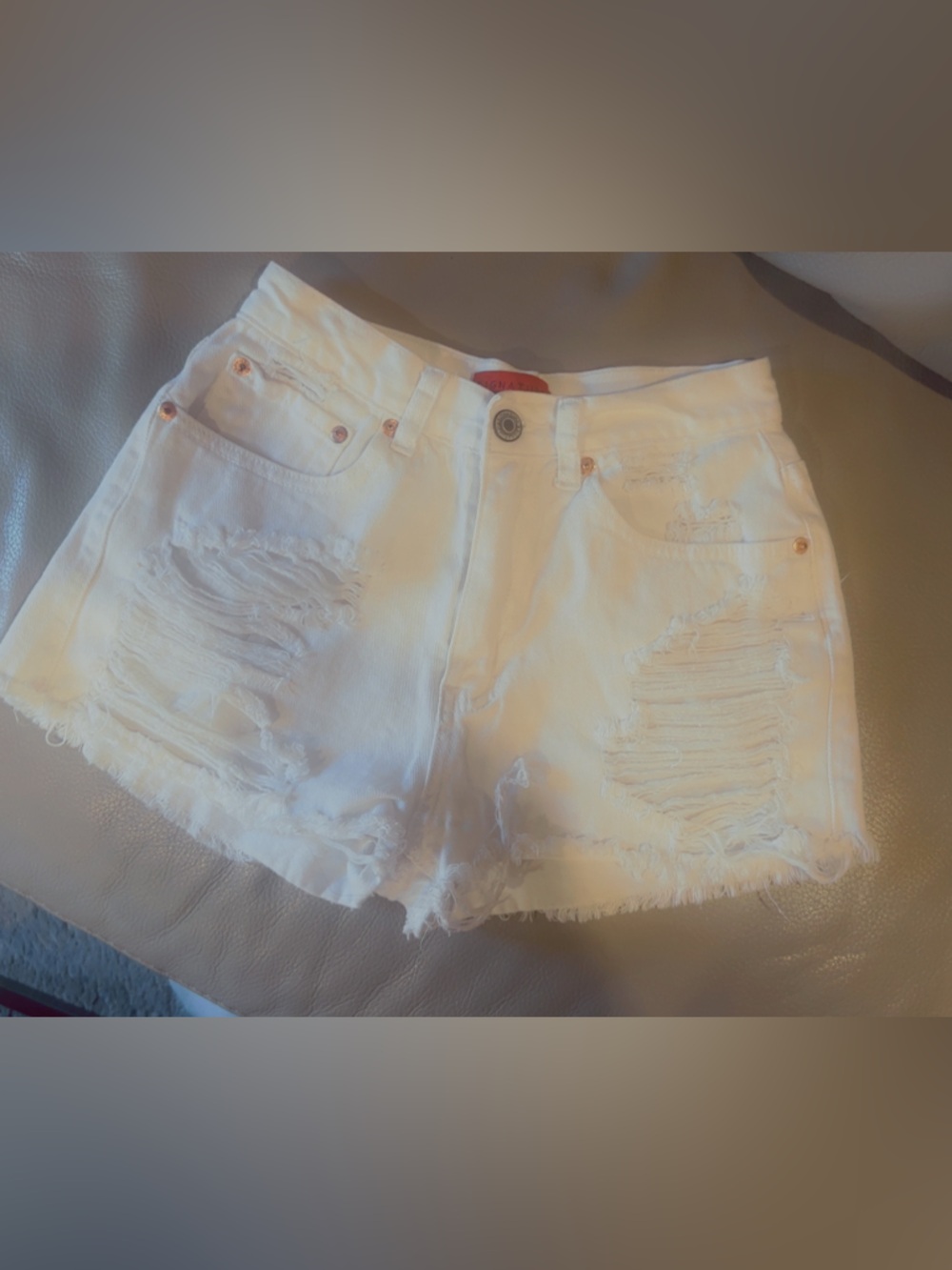 White Distressed Denim Shorts Size Small